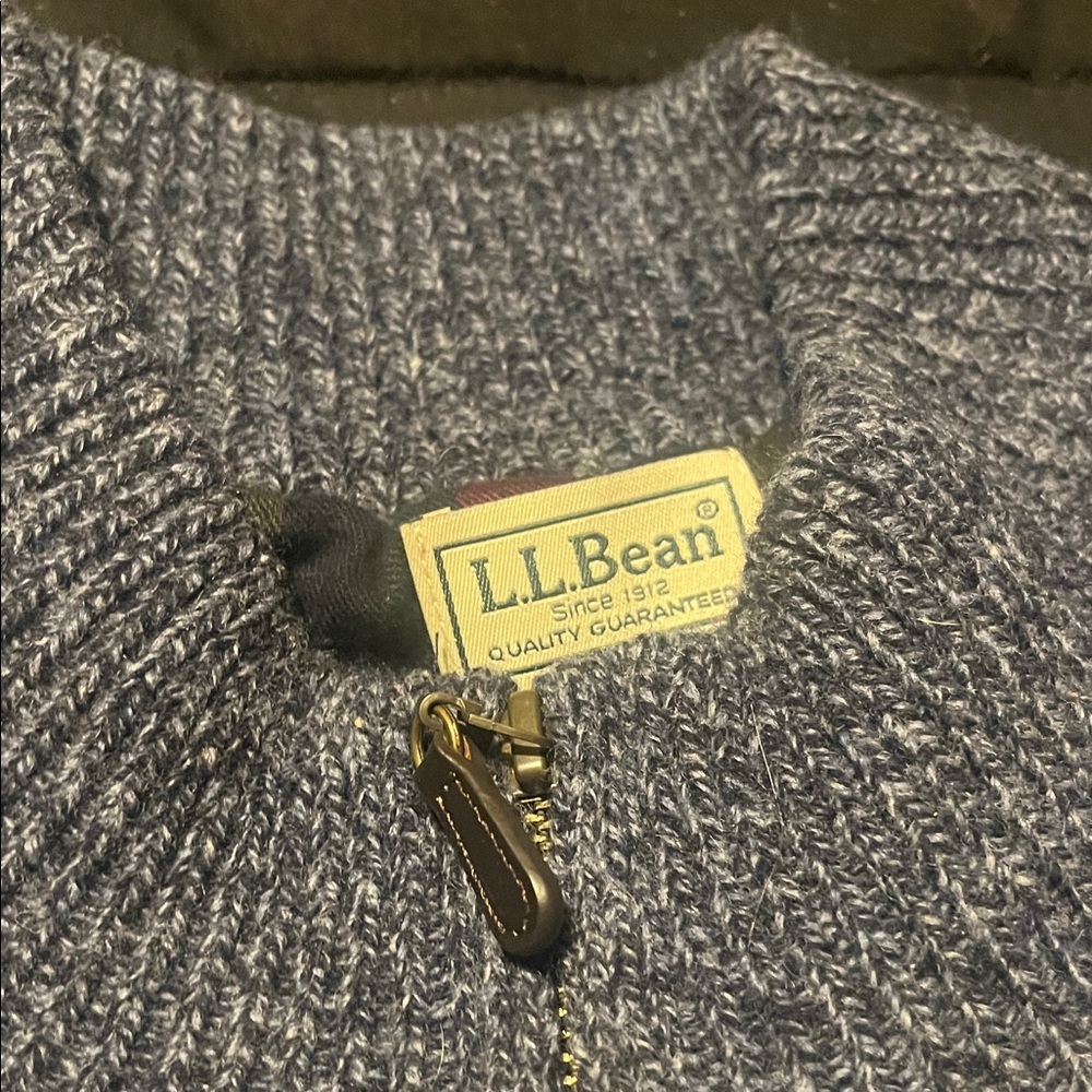 L.L. Bean Men's Heathered Blue Zip-Up Sweater